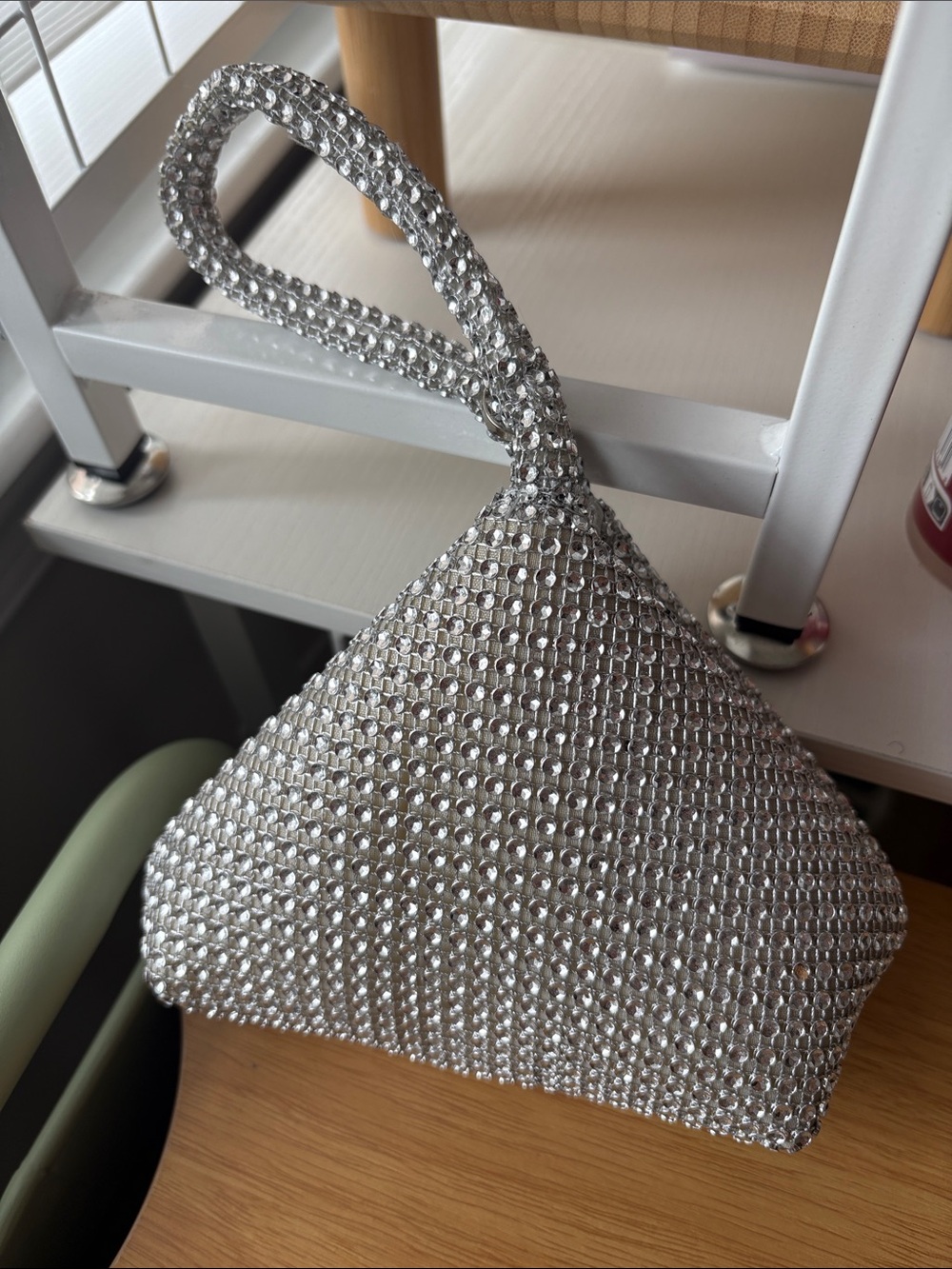 Silver Crystal Wristlet Clutch - Sparkling Evening Bag